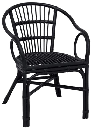vidaXL Stapelstuhl Schwarz 58 x 60 x 81 cm Rattan, Moderner Stuhl, platzsparendes Möbel, minimalistisches Design, stylischer Sitz, glänzende Oberfläche