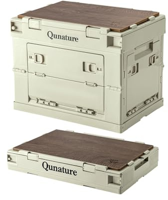 Qunature Faltbare Campingbox Stoßfest Aufbewahrungsbox 26-60L mit Deckel | Campingschrank Zusammenklappbar Plastik für Camping Outdoor Kofferraum Zuhause