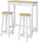 SoBuy FWT50-WN Set de 1 Table + 2 Tabourets Ensemble Table de Bar bistrot + 2 tabourets avec Repose-Pieds Table Mange-Debout Table Haute Cuisine – Blanc Naturel