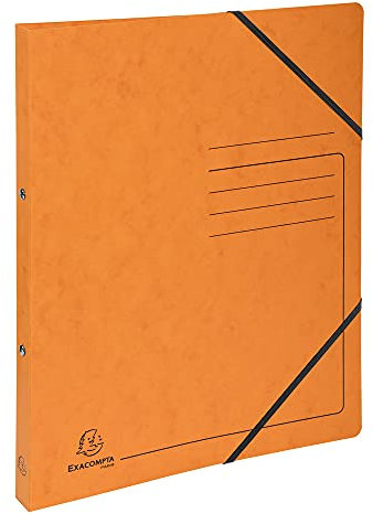 Exacompta 542554E Ringhefter mit Gummizug. Aus extra starkem Colorspan-Karton 2 Ring-Mechanik DIN A4 Füllhöhe 14 mm orange Ring-mappe Ringbuch Hefter