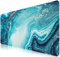 iCasso Large Gaming Mouse Mat,900 x 400mm Extended Large Size Mousepad,XXL Mouse Pad Non-slip Rubber Base and Waterproof Surface Mouse Desk Pad Keyboard Pad for Laser/Optical Mice-Blue Green Marble