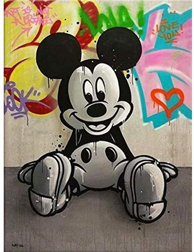Diamant-Malerei-Set für Erwachsene und Kinder, runde Strassmalerei mit Diamanten, Kreuzstich, Stickkunst, Diamantkunst und Punkte, 30,5 x 40,5 cm, Micky Maus