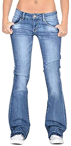 Women Low Rise Jeans Bootcut Premium Stretchy Flare Denim Pants Pull on