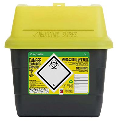 Sharpsafe 3 Litre 5th Generation Yellow/Grey -Sharps Bin Clinical Waste Disposal