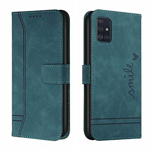 Trugox Handyhülle für Samsung Galaxy A51 / A515 Hülle Klappbar Klapphülle mit Kartenfach Handytasche Handy Schutzhülle Tasche Leder Wallet Flip Case Slim Book Cover - Teal Green