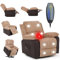 Chusstang Massage Recliner Chair, Dual Motor Power Lift Armchair Heated 8 Point Sofa Soft Padded Electric Riser with Remote Side Pocket | Rise+Recliner - Brown