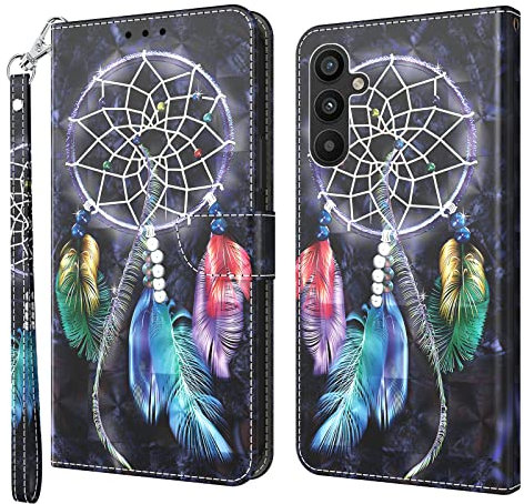 GLANDOTU Handyhülle für Samsung Galaxy A34 5G Lederhülle Klapphülle Premium Leder Brieftasche Schutzhülle [Kartenfach][Standfunktion] Handytasche Case für Samsung A34 5G - Traumfänger