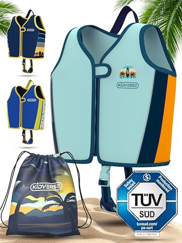 KIDVERSE Schwimmweste Kinder 3-6 Jahre - TÜV geprüfte Schwimmhilfe mit Bauchumfang bis 66cm - Schwimmhilfe Kinder 3-6 Jahre - Kinderschwimmweste zum Schwimmen Lernen - Komfort Schwimmweste Kind