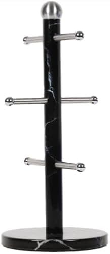 RA-HOMESTORE® New Classy Marble Effect Black Marble Mug Tree, Room for Six Mugs