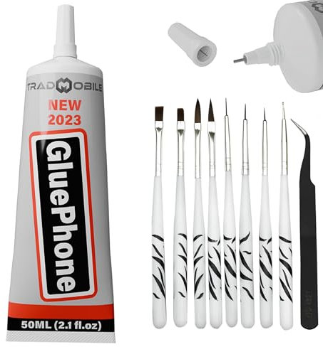 Glue Phone - Colla per riparazioni e lavori di precisione - Perfetta per telefoni, smartphone, tablet, gioielli, libri, pelle e scarpe (50ml, 1 Tubo + kit di strumenti)
