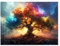 JOSUE Peinture Sur Toile Tableau Arbre De Vie Arbre abstrait Tableau Salon Sur Toile,Bleu, or Peintures Salon DéCoration Murale Impression- 50x70cm Sans cadre