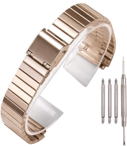 Cinturino di ricambio in acciaio inossidabile da 18 mm, compatibile con Casio F-108WH AE1200WH A168WA A158WA LA670WGA A700W, accessori per orologi da donna e da uomo (oro rosa 1)