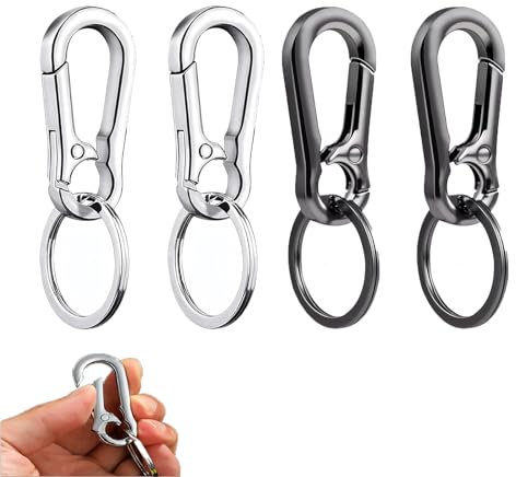 4 PCS Mousqueton Porte Clé,Porte Clef Mousqueton en Métal,Petit Mousqueton Porte Clé,Mini Mousqueton Porte Clé Unisexe,Mousqueton INOX,Convient pour Les Voyages, La Randonnée, Le Camping
