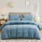 DPNJING Parure de lit Hiver 200x200 Flanelle Toucher Cashmere Housse de Couette Polaire Bleu Clair Couleur Unie Linge de Lit Adulte 2 Personnes avec 2 Taies d'oreiller 65x65cm avec Fermeture Éclair