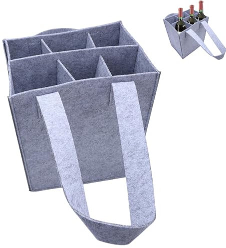 Bottle Bags for Wine, Wine Carrier 6 Bottles, Wine Carrier Tote Camping Drink Storage Felt Bag for Travel, Protecting Motorhome Drinks Water Bottles, Suitability for Party BBQ Picnic