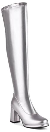 Plateau übers Knie Stiefel Damen Plateau Blockabsatz Lackstiefel