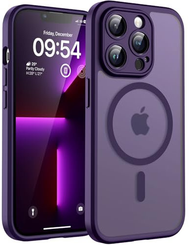TOCOL für iPhone 13 Pro Max Hülle für Magsafe, Vollständiger Kameraschutz Stoßfest Kratzfest Transluzente Rückseite Magnetisch Handyhülle für iPhone 13 Pro Max Case, Dunkellila