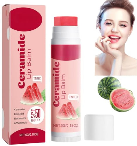 Watermelon Tinted Lip Balm,Kojic Acid and Nicotinamide Tinted Lip Balm with SPF 50PA+++,Hydrating Lipstick,UV L/ip B/alm SPF50,SPF50 L/ip B/alm,Li/p Ba/lm,Li/p Gloss,L-ip Plumper,Li-p Bal/m T-inted