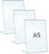 PAJADA espositore A5, plexiglass trasparente, Pack da 3 con base a L, porta menu, porta listini, porta avvisi da banco, portaprezzi A5.