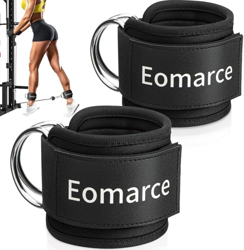 Eomarce 2PCS Cable Kick Back Ankle Straps for Cable Machines Women & Men, Glute Kickback Ankle Strap for Workout, Ankle Cuff Cable Attachment Wraps, Premium Gym Ankle Strap Set Fit Leg