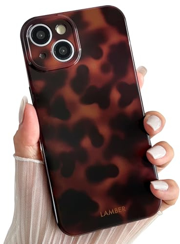 TQLGY for iPhone 14 Case, Cute Tortoise Shell Leopard Brown Amber Phone Case Soft TPU Slim Shockproof Protective Cover
