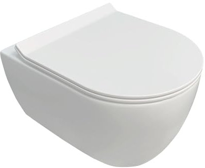 NEG Design Hänge-WC NEG Uno11RK-Slimline (48,5 cm) randlos & spritzfrei verdeckte Montage mit Nano-Versiegelung inkl. abnehmbarem Softclose WC-Sitz (extraflach)