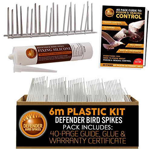 Defender Plastic Pigeon Spikes Pack | 6 m with Glue | Bird Control Guide | Various Size Packs
