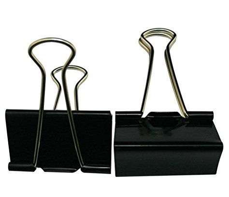 NUOLUX Clip à Papier 25mm Pinces Papier en métal Pinces à anneaux Lot de 12 （noir）