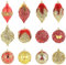 infactory Weihnachtsbaumkugeln: 12er-Set Weihnachtsbaum-Kugeln mit Pailletten & Federn, rot und golden (Baumschmuck, Weihnachtsbaumkugeln Set, Kinder Weihnachten)