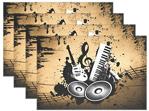 JSTEL baihuishop Vintage Musik Musikinstrumente 30,5 x 45,7 cm Tischsets Esstisch Matten für Home Küche Büro