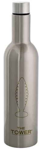 harmonei® Blume des Lebens Trinkflasche - 750 ml Silber/Grau - Höhe 31 cm - 7,5 cm Ø - aus Edelstahl mit Schraubdeckel – Wasserenergetisierung für Hexagonales Wasser