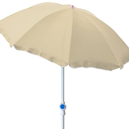 Mojawo Parasol de plage - Parasol de plage - Parasol de jardin - Protection solaire pliable - Polyester - Beige - Diamètre : 2 m - Protection UV