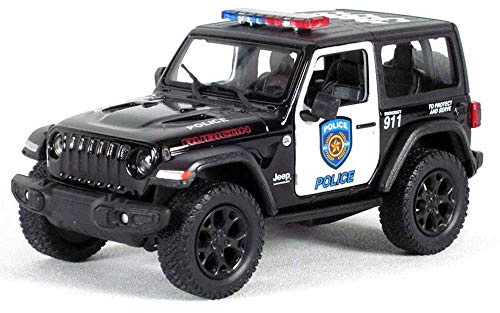 KiNSMART - Jeep Wrangler Rubicon Off Road 4x4 5 inch 1:34 Scale Die Cast Model Replica Toy Car (Rescue Police)