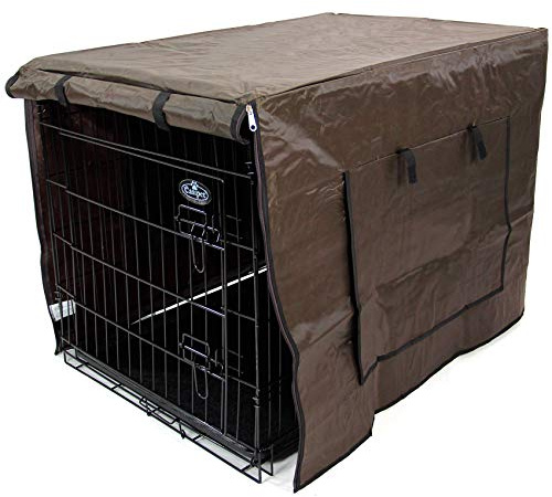 Easipet Dog Cage Cover, 48 inch, Chocolate Brown, Waterproof Polyester with Mesh Windows