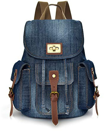 CHEREEKI Rucksack, Vintage Jeans Rucksäcke Studenten Schulrucksack Madchen Jungen Teenager Tagesrucksack für 14 Zoll Laptops Reise Wandern Daypack
