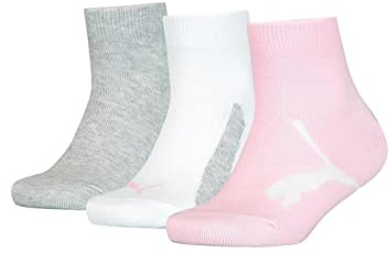 PUMA Bwt Quarter 3p, Calzini Unisex - Bambini e ragazzi, Pink/Grey, 27-30