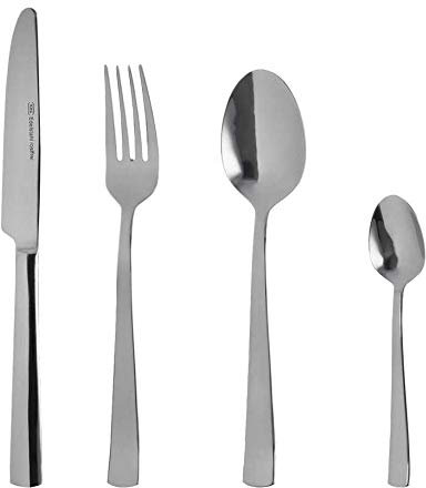 KHG Besteckset 24 tlg für 6 Personen, Edelstahl 18/0 Rostfrei & Langlebig Essbesteck für jeden Anlass 6x Gabel, 6x Messer, 6x Löffel & 6x Teelöffel Modell 714