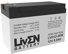 Batería AGM 12V 9Ah C-20 Sin Mantenimiento - Equipos Seguridad/Médicos/SAI/Comunicación/Emergencia | LIVEN LVH12-36W