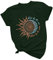 Xmiral Kurzarm T-Shirt Damen Retro Gedruckt Sun & Moon Pattern Tops Basic Shirt(a-Gr黱,3XL)