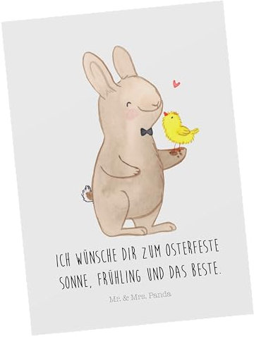 Mr. & Mrs. Panda Postkarte Hase Küken - Ostergeschenke, Osterdeko, Geschenk, Einladung, Ostern, Einladungskarte, Geburtstagskarte, Osterdeko,