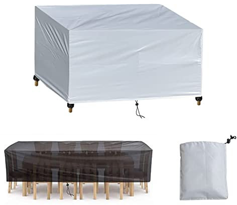 XDMYGTT Gartenmöbel Abdeckung,200x90x50cm Rechteckig Abdeckplane für Gartentisch,Gartenmöbel Abdeckhaube,420D Oxford Wasserdicht, Winddicht, UV-beständig Schutzhülle -Silber