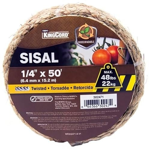 Mibro 302471BGV1 0,6 cm x 15,2 m Spago intrecciato in sisal naturale