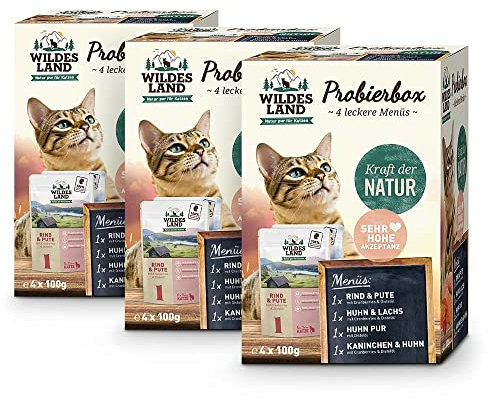 WILDES LAND 4er Pouch-Probierbox für Katzen