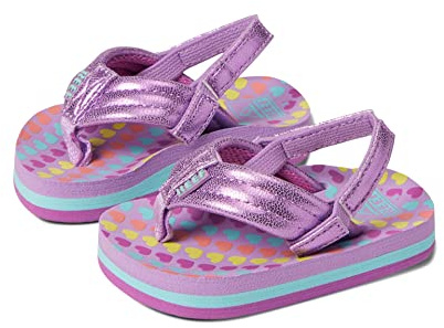 Reef Zehentrenner Sandale Mädchen Little Ahi, Lavender Hearts, EU 19