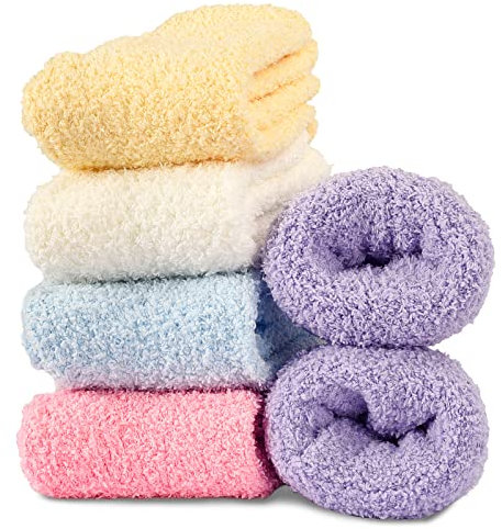 Hocerlu Kuschelsocken Damen - 5 Paar Flauschige Warme Dicke Wintersocken Bettsocken, Super Weich Geschenk Haussocken, Kein Vergossenes Flaum, EU 35-41