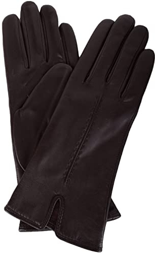 SNUGRUGS Womens Soft Leather Winter Glove with Single Point Stitch Detail, Brown, Small (6.5)