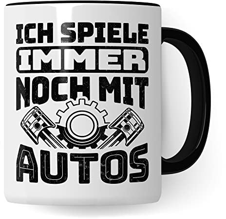 Autoschrauber Tasse Geschenkidee Kaffeetasse Humor Witz Geschenk für Kfz Mechaniker Kaffeebecher Auto Becher (Weiß & Schwarz)