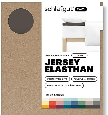Schlafgut Easy Jersey Elasthan Topper Spannbettlaken 120x200 bis 130x220 Sand Deep, Spannbetttuch aus superweicher Baumwolle mit Elasthan