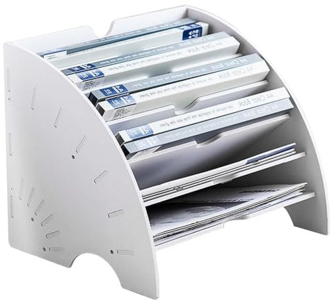 DecorDwell Aktenhalter Rack,Aufbewahrungsorganisator für Dokumenten Briefablage,Holz-Akten-Organizer 5 Ebenen für Schreibtisch, Notizbuch, Briefe und Zeitschriftenaufbewahrung