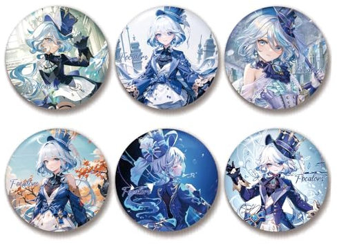 MayDee 6 Genshin Focalors Brooches, Genshin Anime Fanzine Chibi Figur Furina Cosplay Zubehör Badge Für Fans Sammlungen Abzeichen Aus Weißblech 58mm